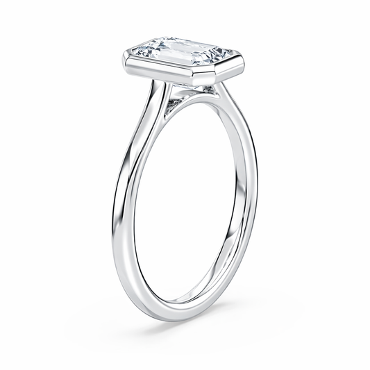 14K Bezel Set Emerald Solitaire Size 6.5