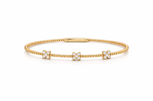14K Triple Butterfly Illusion Flexible Bangle