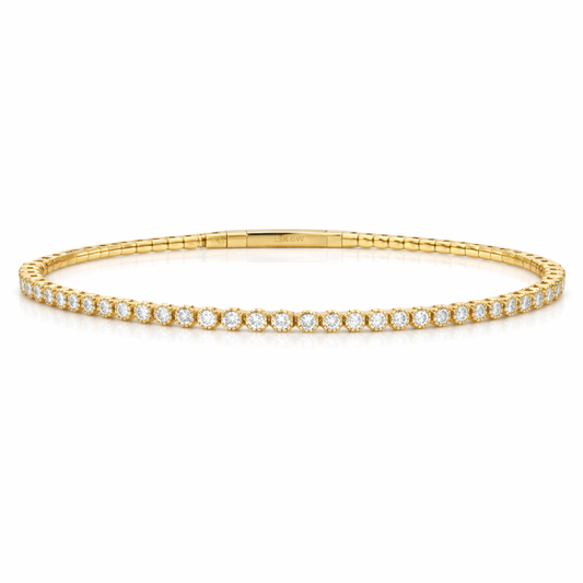 14K Single Row Bezel Flexible Bangle