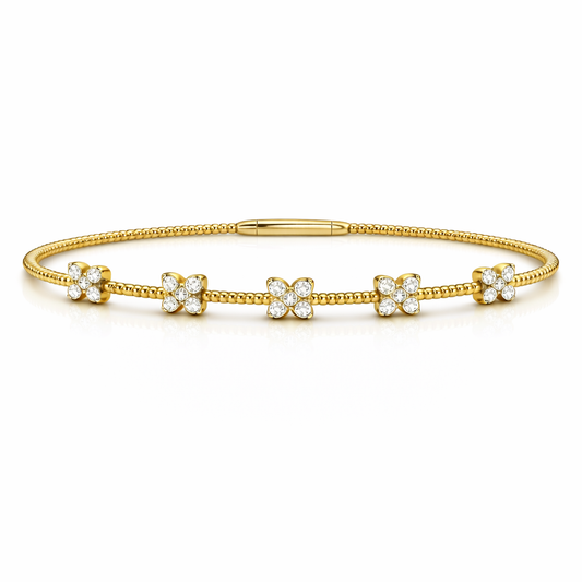 14K Five Butterfly Illusion Flexible Bangle