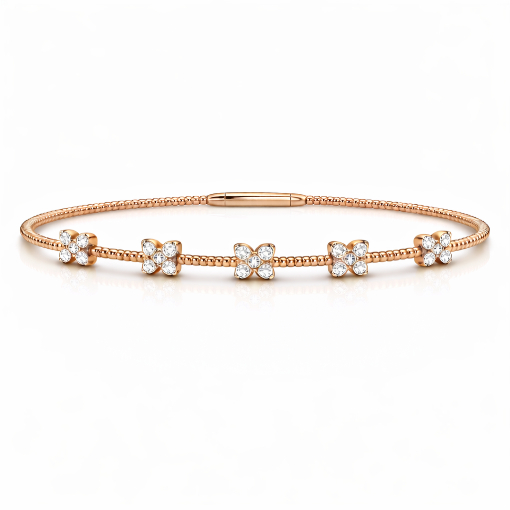 14K Five Butterfly Illusion Flexible Bangle