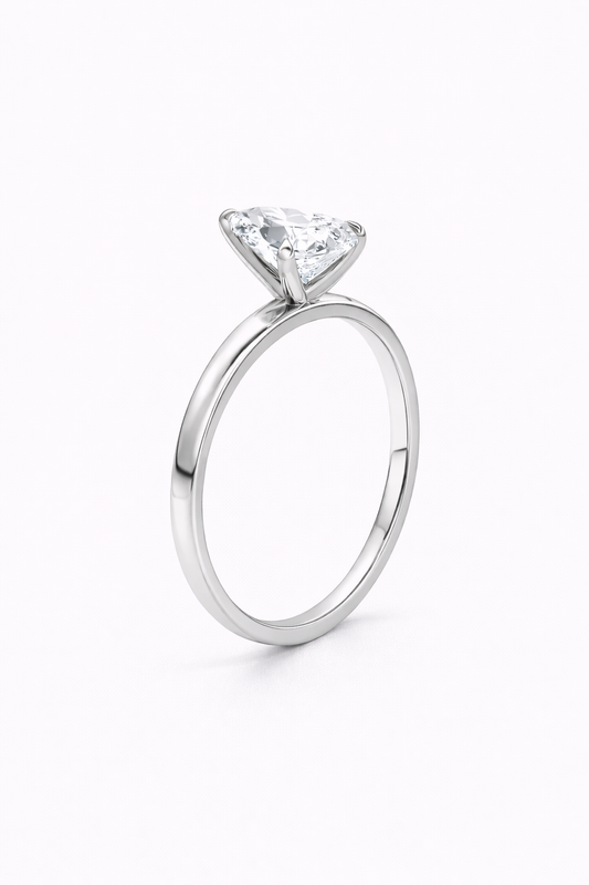 14K Flat Edge Pear Solitaire Size 6.5