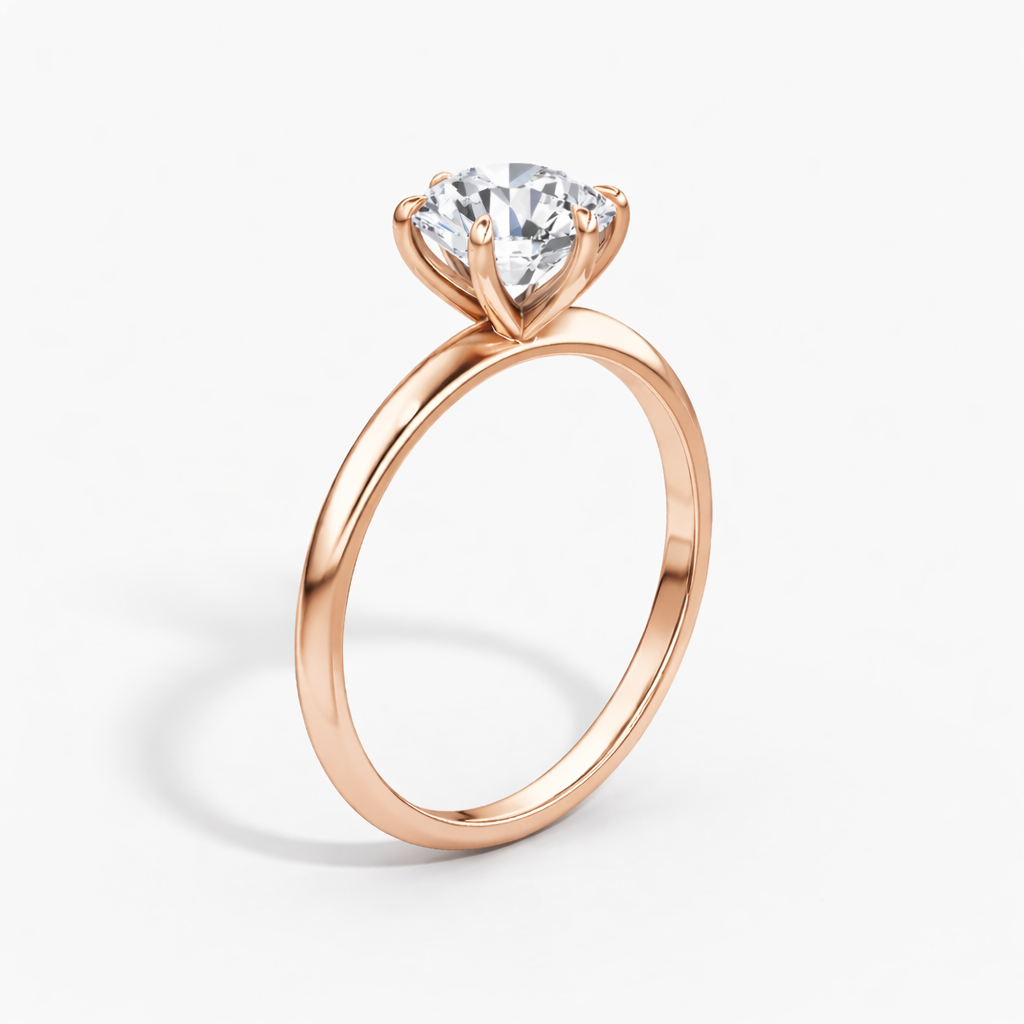 14K 6 Prong Round Solitaire Size 7.
