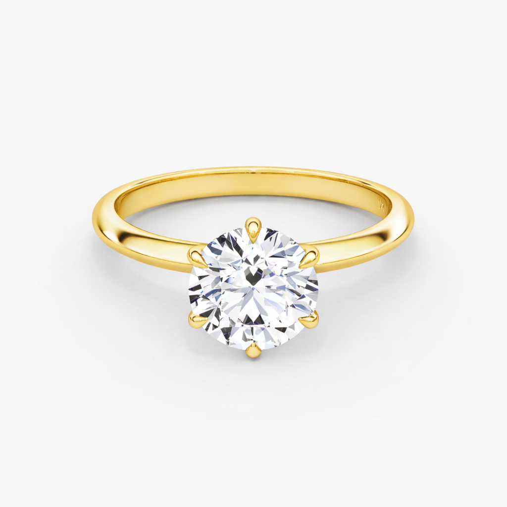 14K 6 Prong Round Solitaire Size 7.