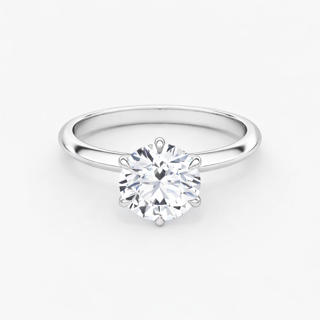 14K 6 Prong Round Solitaire Size 7.
