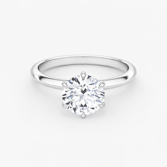 14K 6 Prong Round Solitaire Size 6.