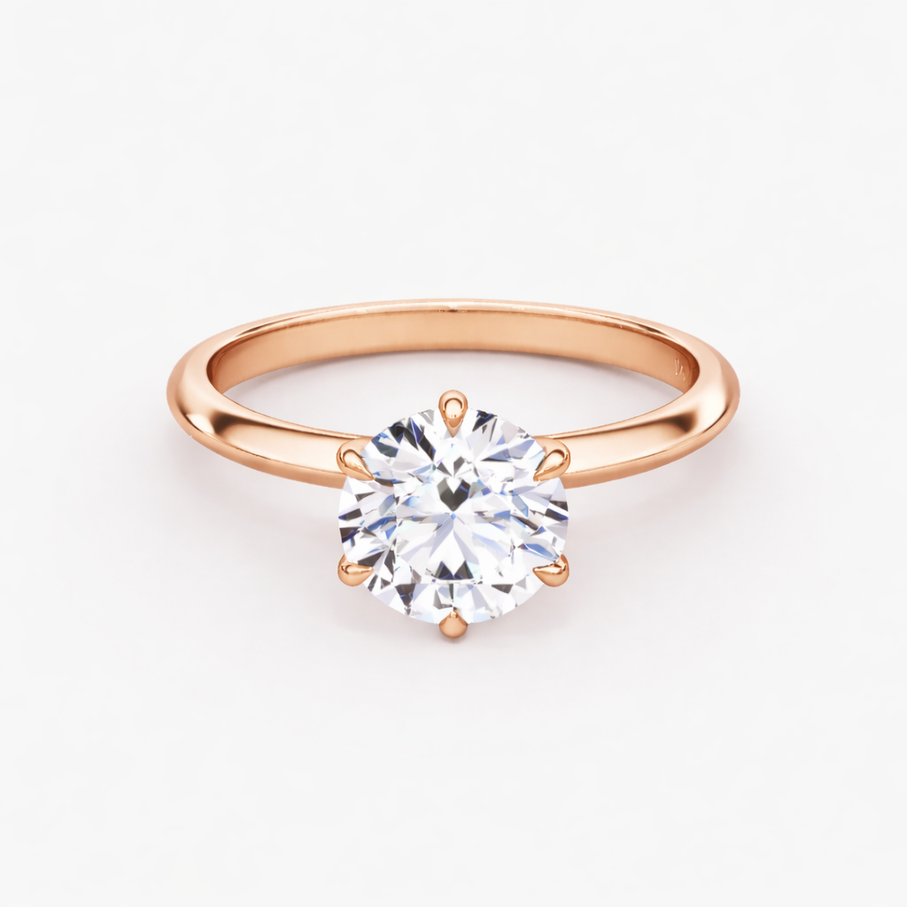 14K 6 Prong Round Solitaire Size 7.