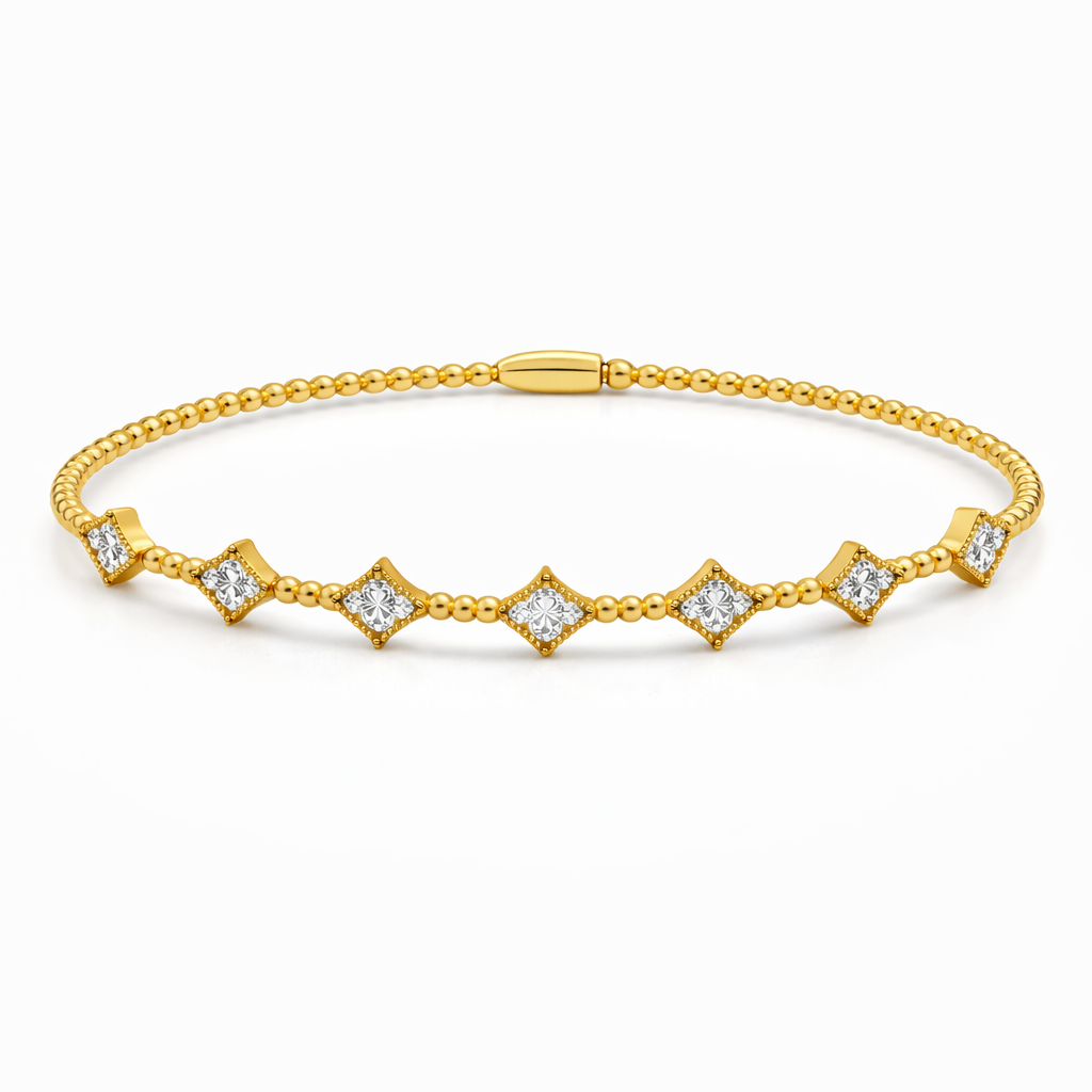 14K Marquise Illusion Flexible Bangle