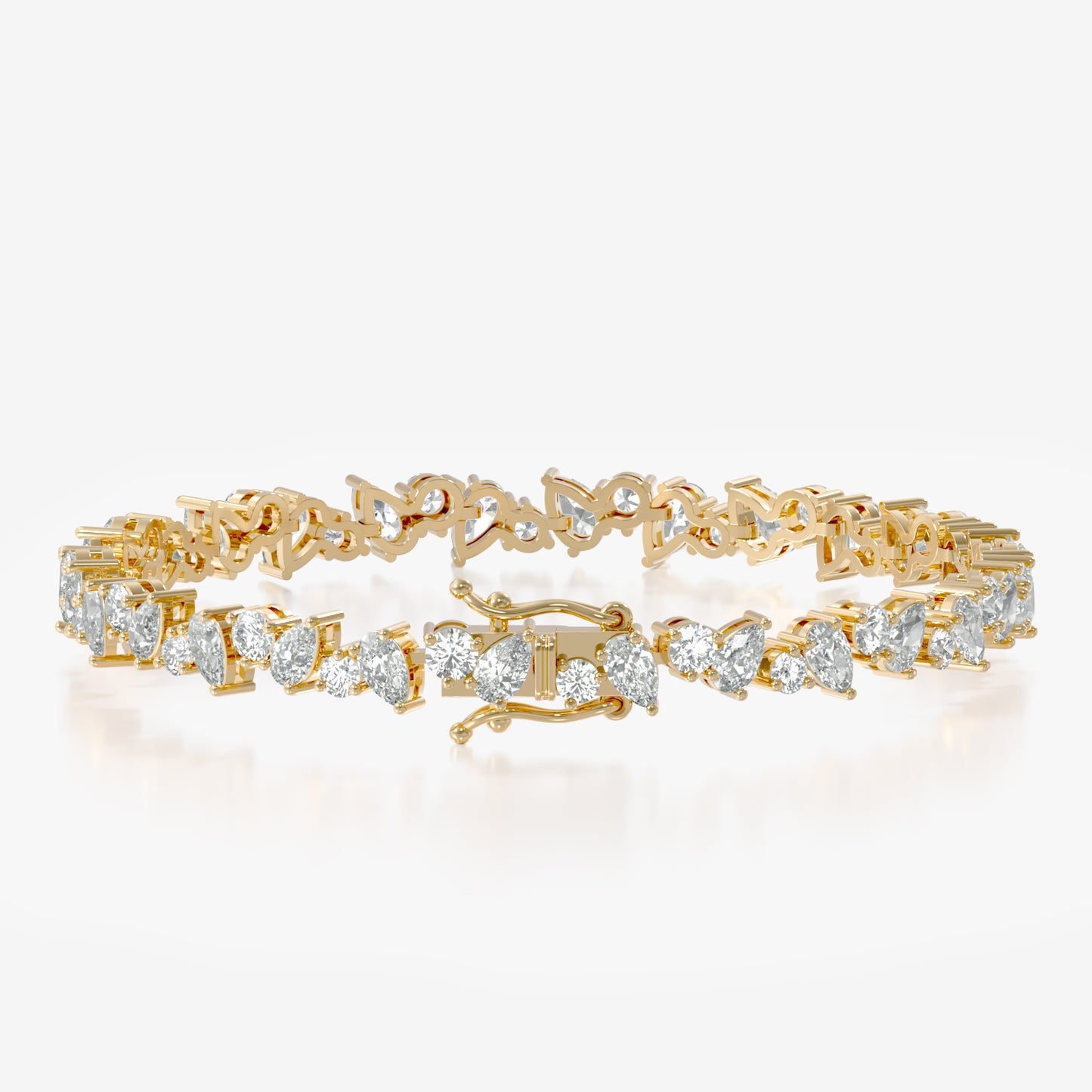 14K Pear Round Tennis Bracelet