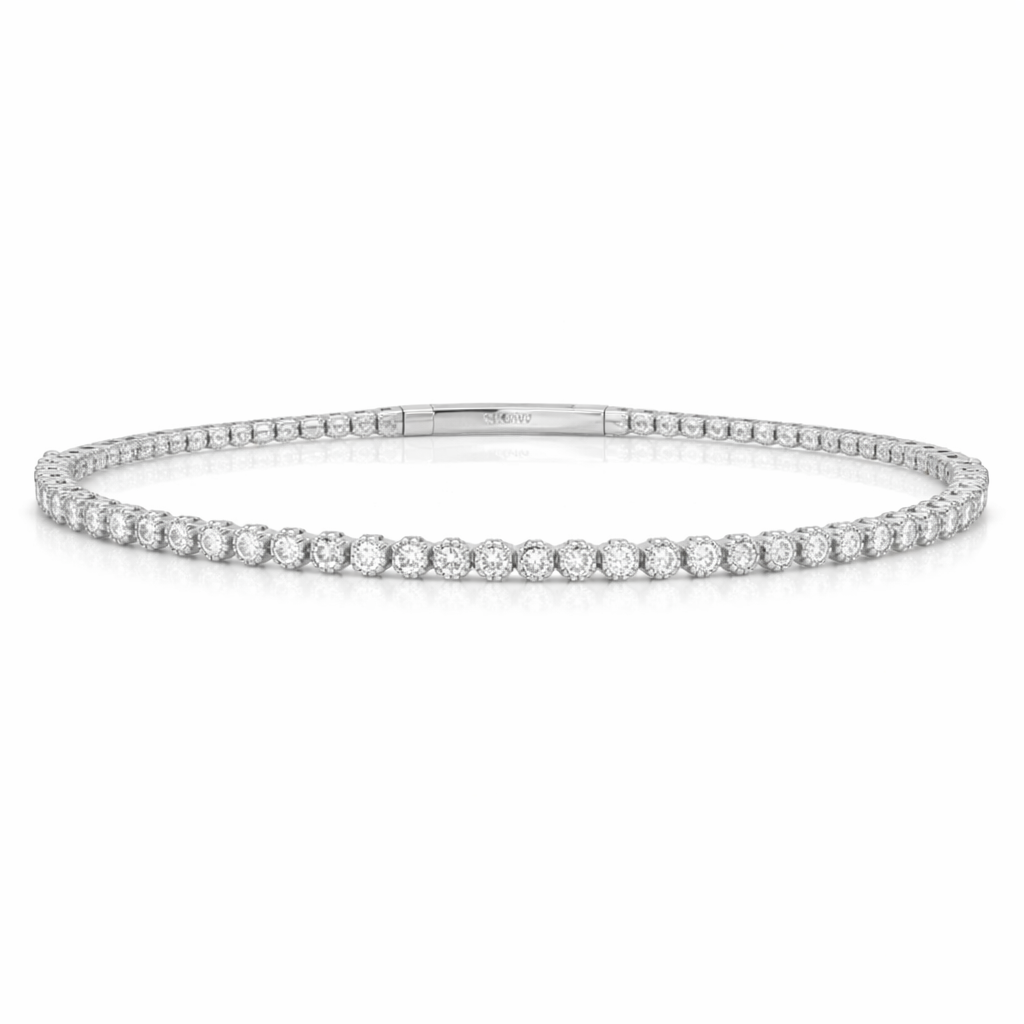 14K Single Row Bezel Flexible Bangle