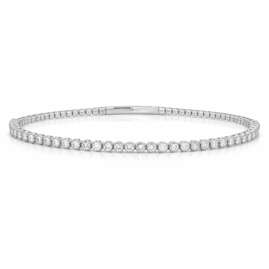14K Single Row Bezel Flexible Bangle