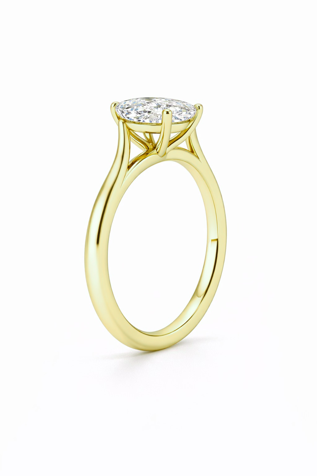 14K Cathedral Oval Solitaire Size 6.5