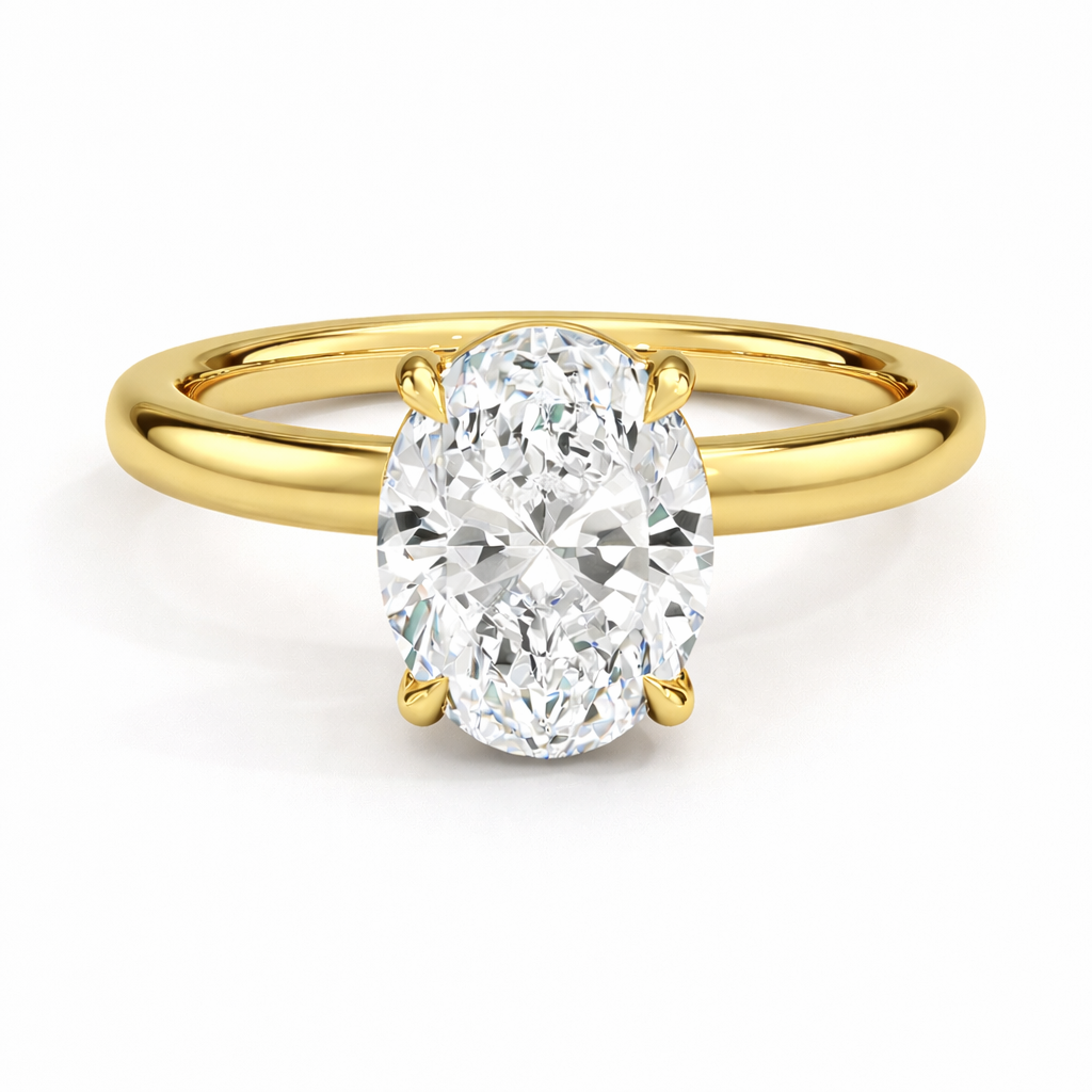 14K Cathedral Oval Solitaire Size 6.5