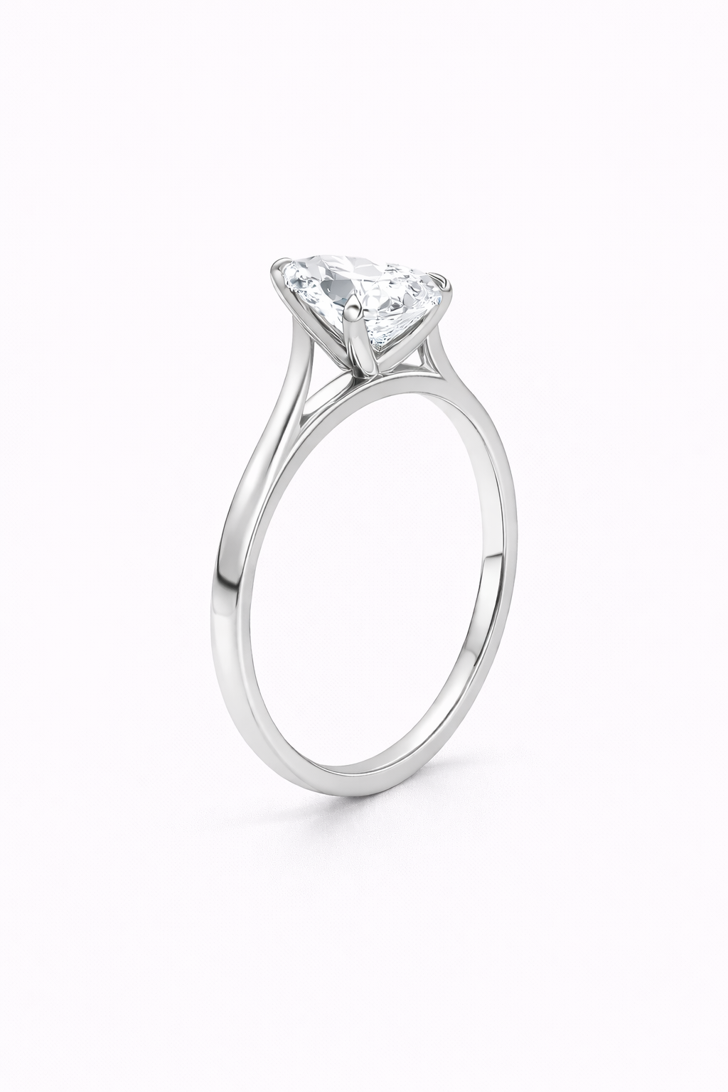 14K Cathedral Flat Edge Pear Solitaire Size 6.5