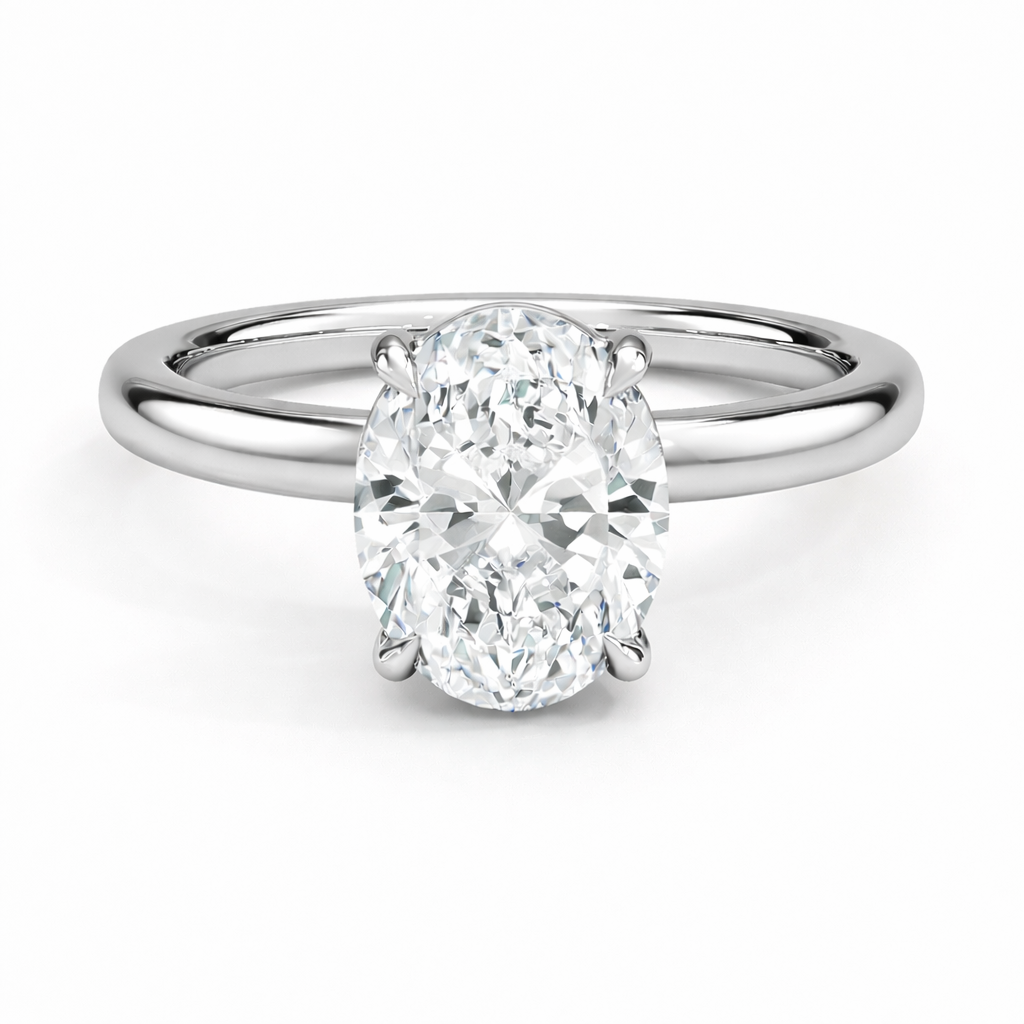 14K Cathedral Oval Solitaire Size 6.5