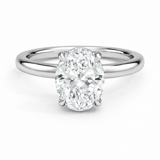 14K Cathedral Oval Solitaire Size 6.5