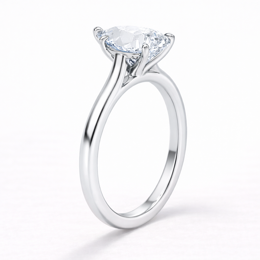 14K Cathedral Round Pear Solitaire Size 6.5