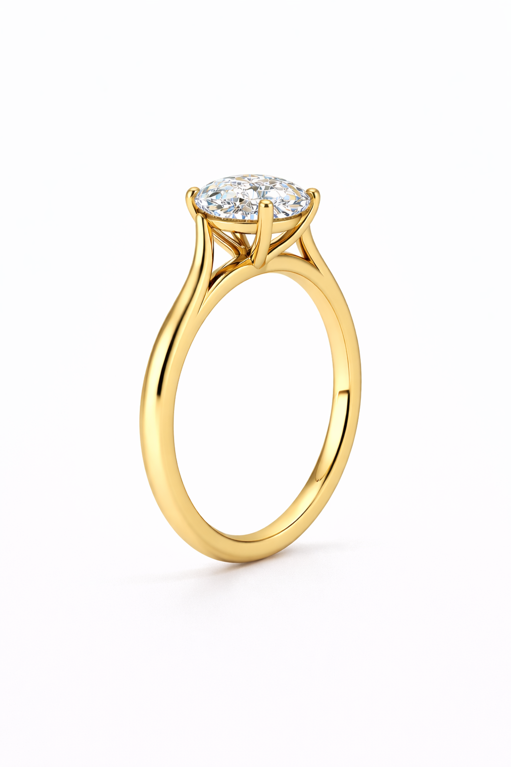14K Cathedral Round Solitaire Size 6.5
