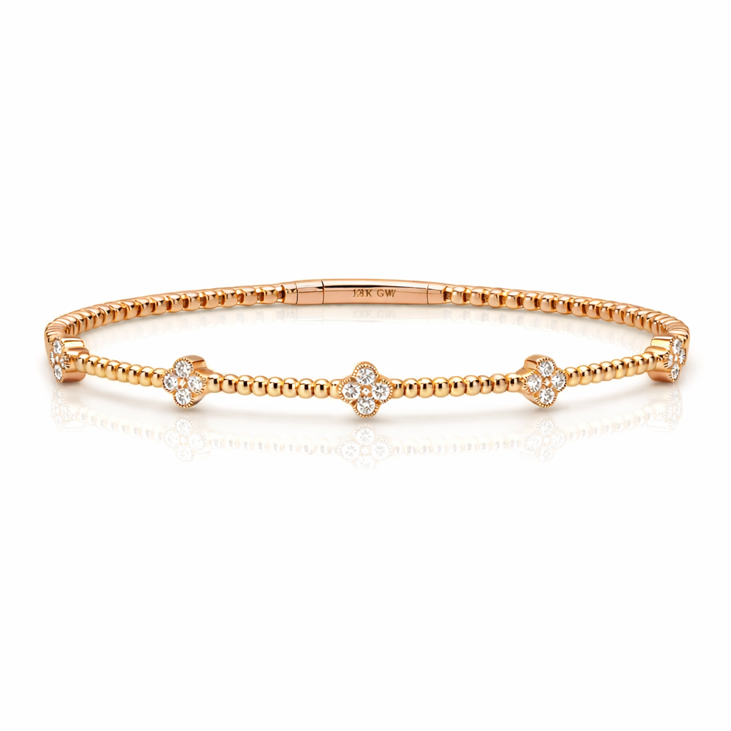 14K Clover Illusion Flexible Bangle