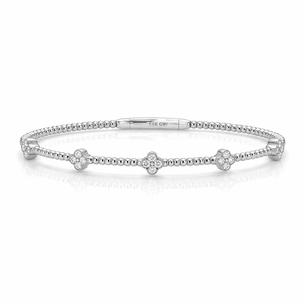 14K Clover Illusion Flexible Bangle