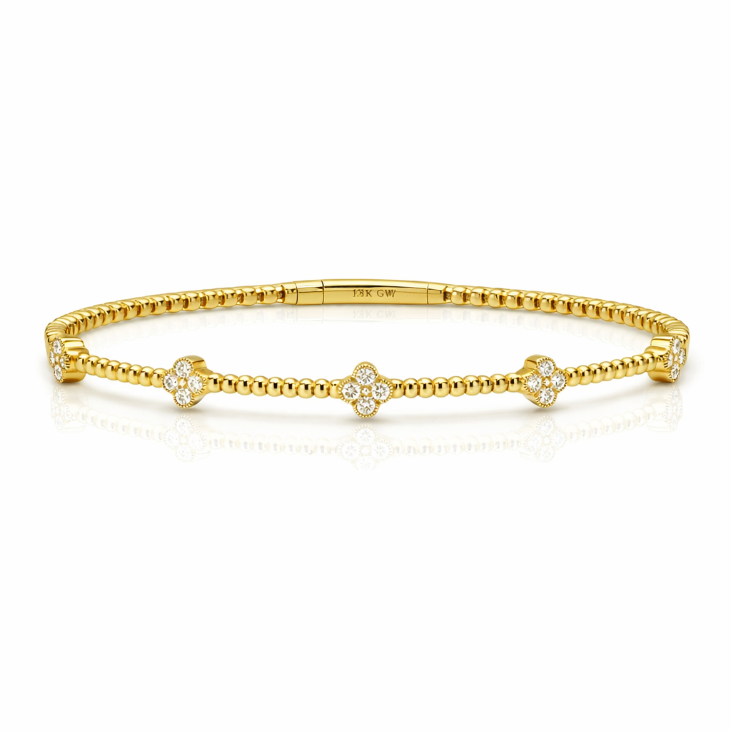 14K Clover Illusion Flexible Bangle