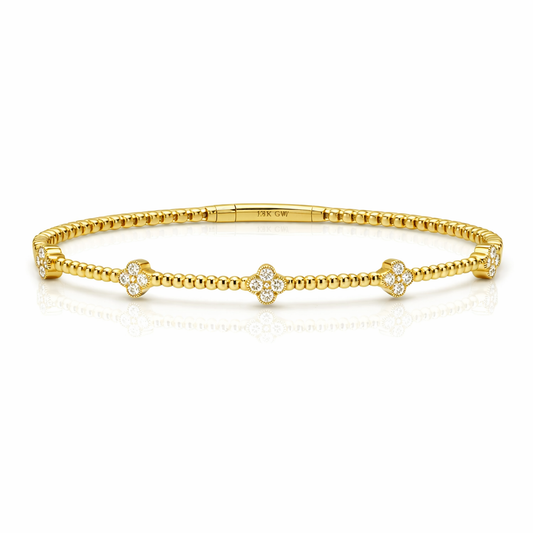 14K Clover Illusion Flexible Bangle