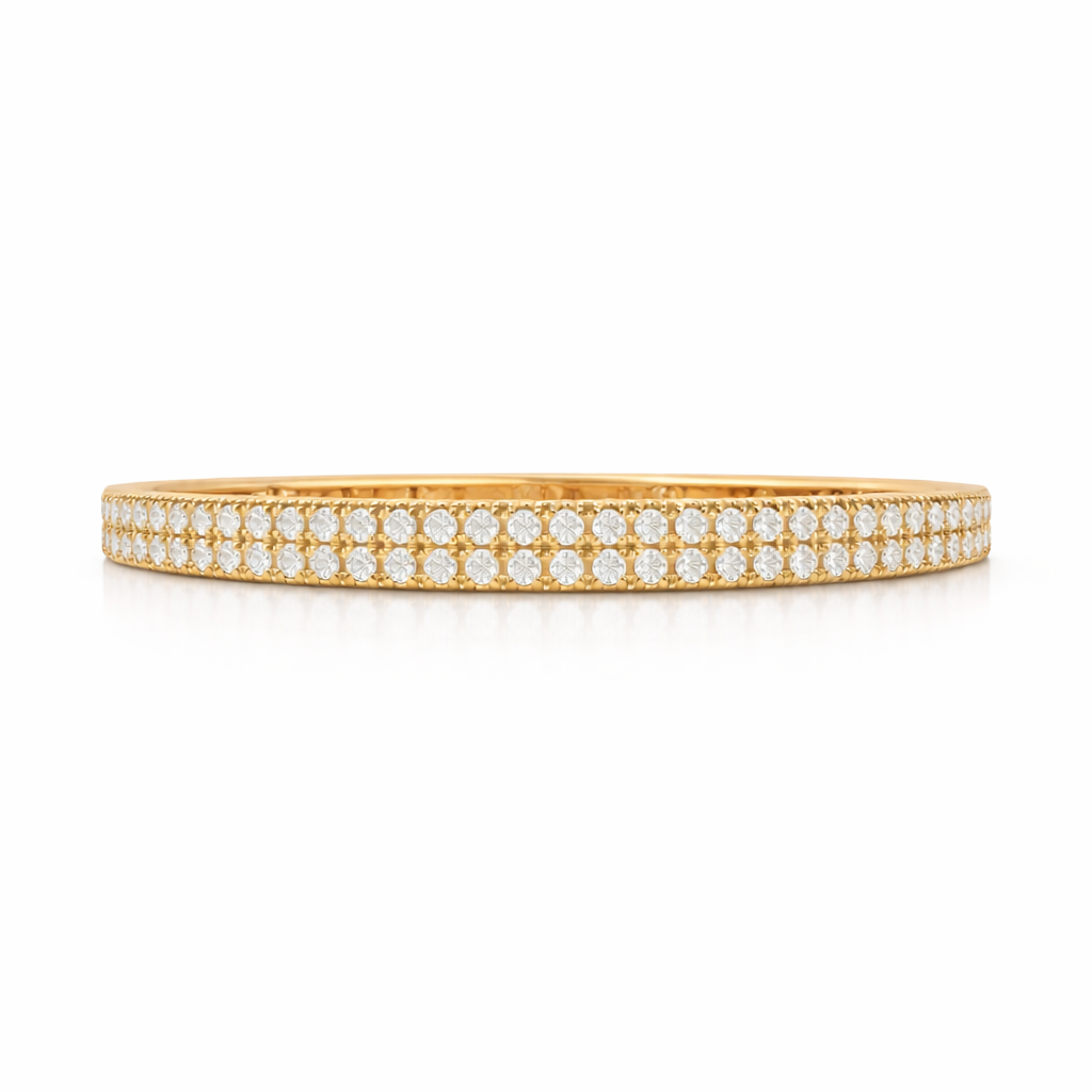 14K Double Row Illusion Flexible Bangle