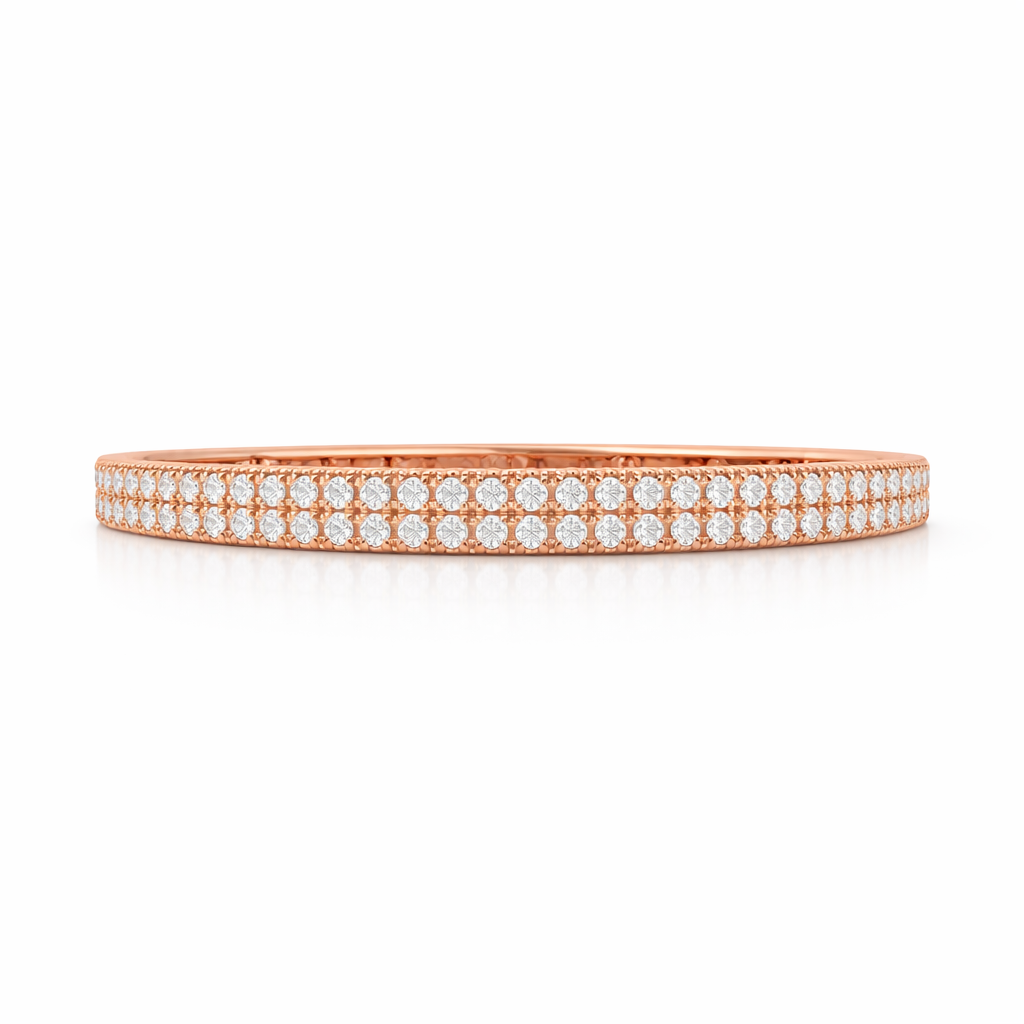 14K Double Row Illusion Flexible Bangle