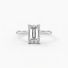 14K Cathedral Flat Band Hidden Halo Emerald Solitaire Size 6.5