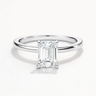 14K Flat Band Hidden Halo Emerald Solitaire Size 6.5