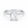 14K Flat Band Pave Emerald Solitaire Size 7.