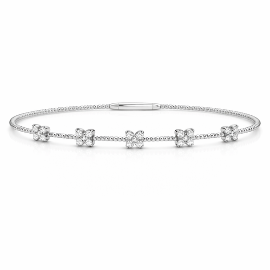 14K Five Butterfly Illusion Flexible Bangle