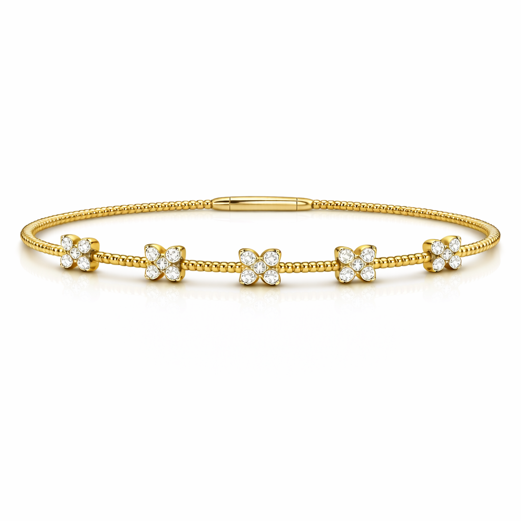 14K Five Butterfly Illusion Flexible Bangle