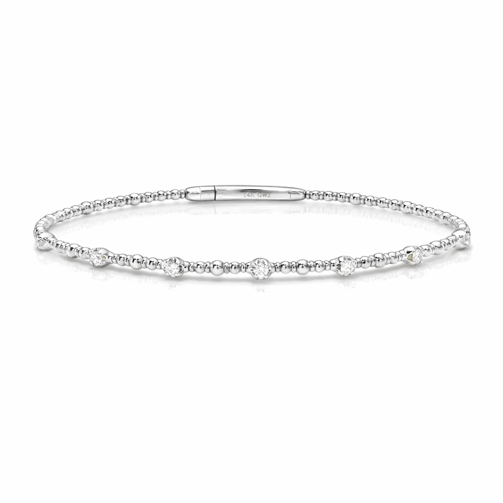 14K Illusion Diamond Flex Bangle