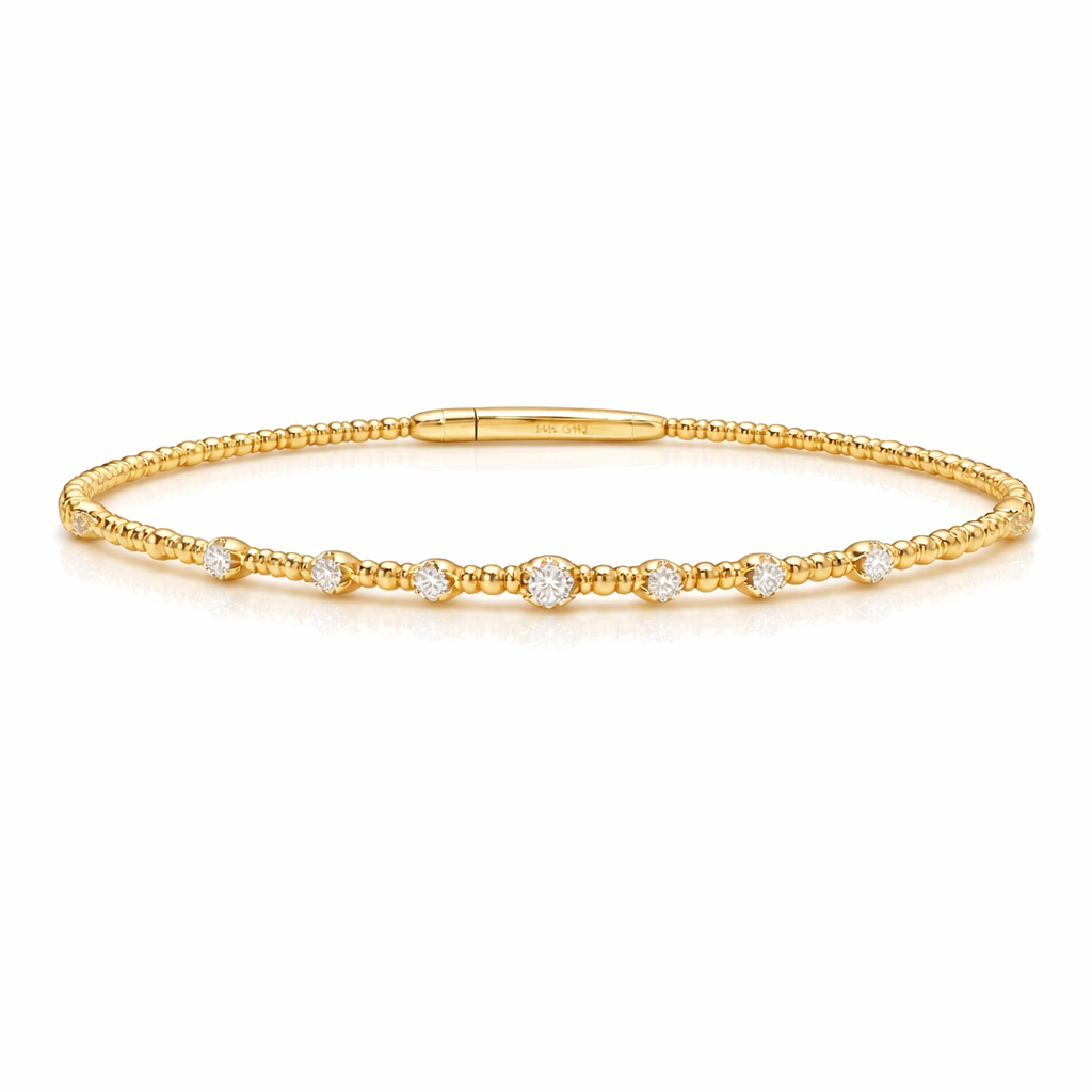 14K Illusion Diamond Flex Bangle
