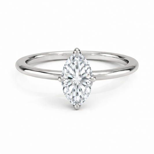 14K Cathedral Marquise Solitaire Size 6.5