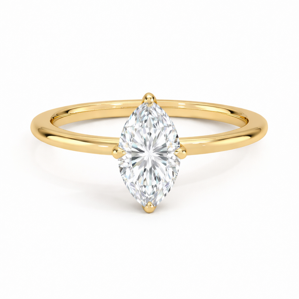 14K Cathedral Marquise Solitaire Size 6.5