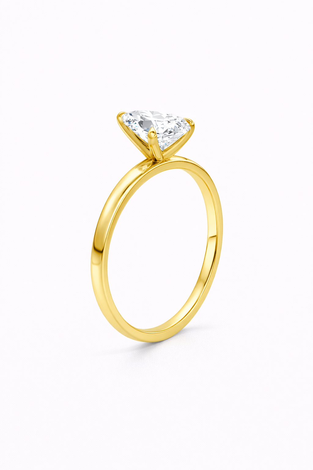 14K Flat Edge Pear Solitaire Size 6.5