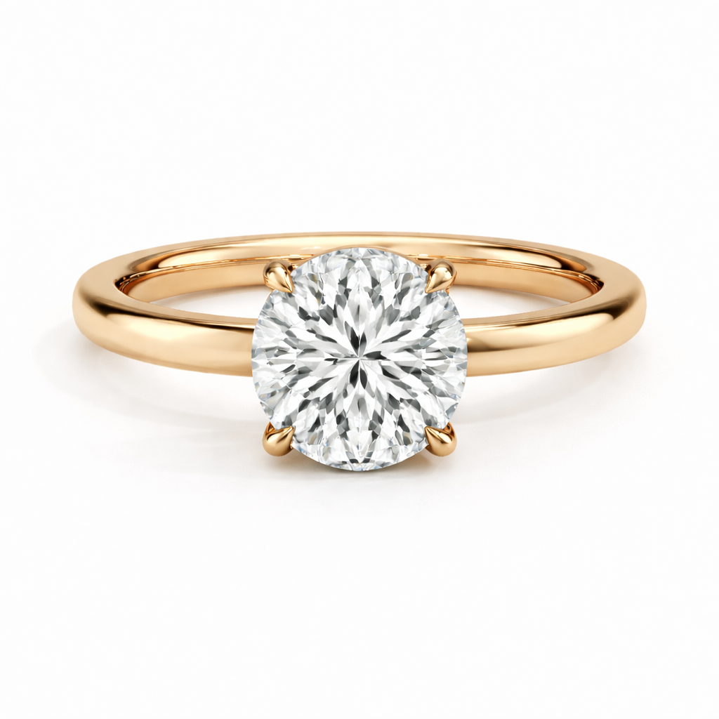 14K Flat Edge Round Solitaire Size 6.5