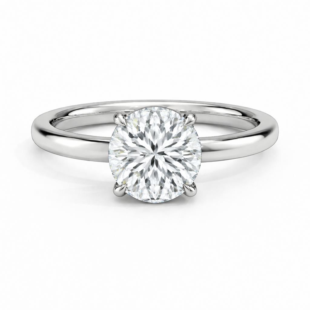 14K Flat Edge Round Solitaire Size 6.5