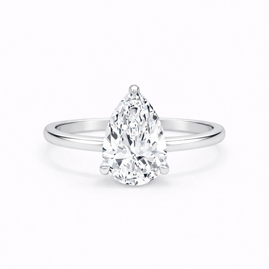 14K Cathedral Round Pear Solitaire Size 6.5