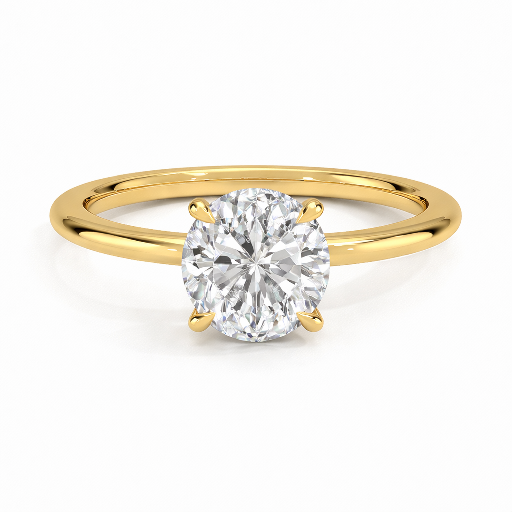 14K Cathedral Round Solitaire Size 6.5