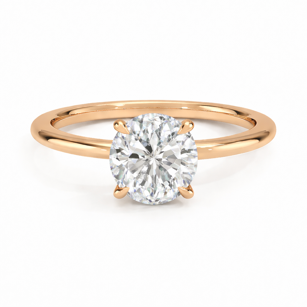 14K Cathedral Round Solitaire Size 6.5