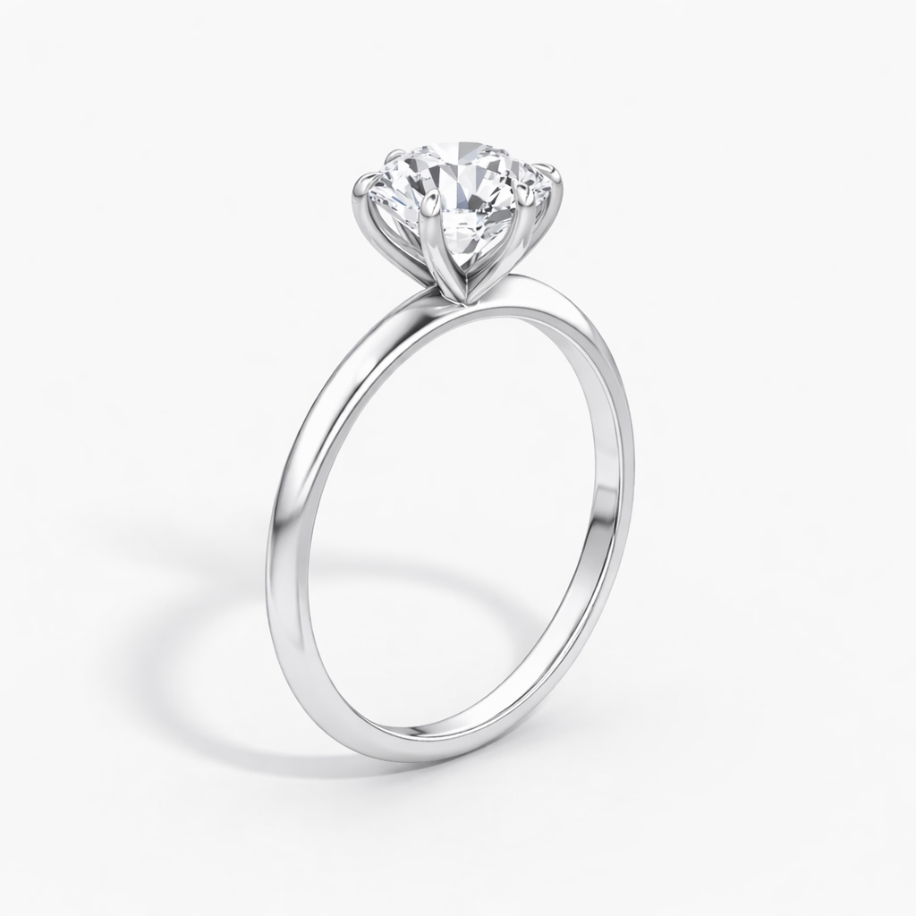 14K 6 Prong Round Solitaire Size 7.
