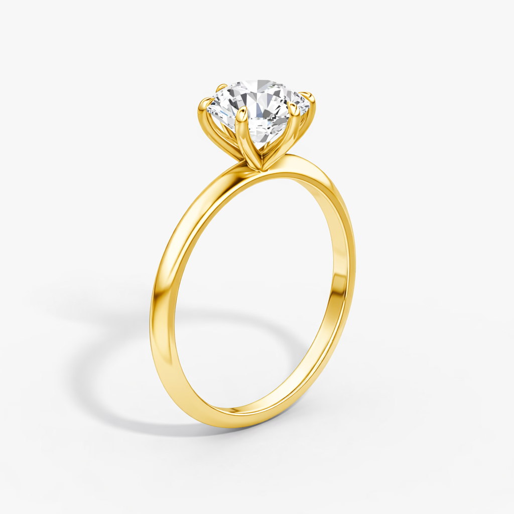 14K 6 Prong Round Solitaire Size 7.