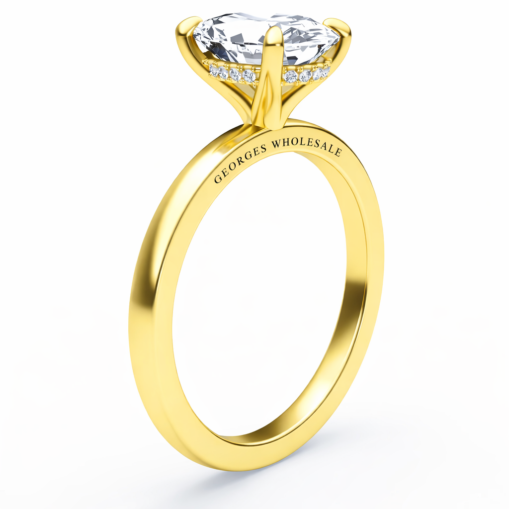 14K Hidden Halo Oval Solitaire Size 6.5