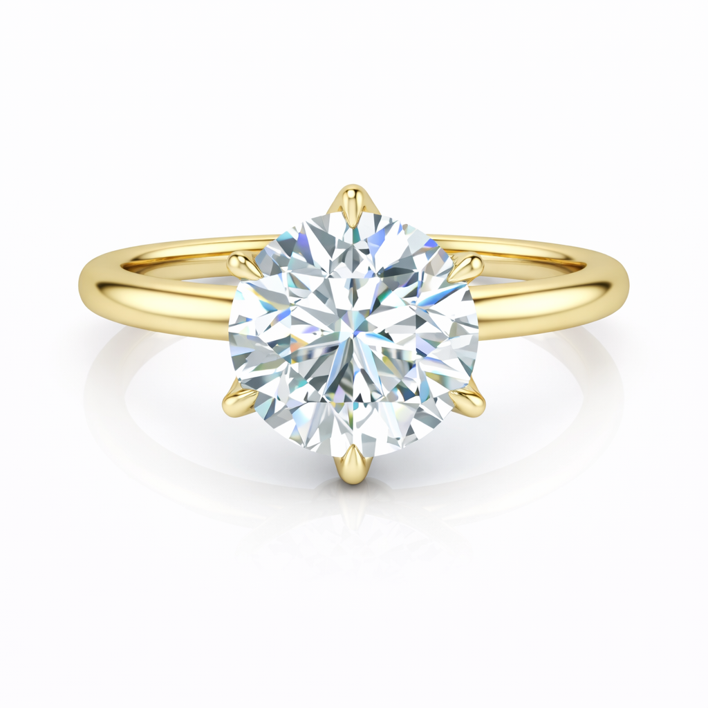 14K 6 Prong Round Tulip Solitaire Size 7.