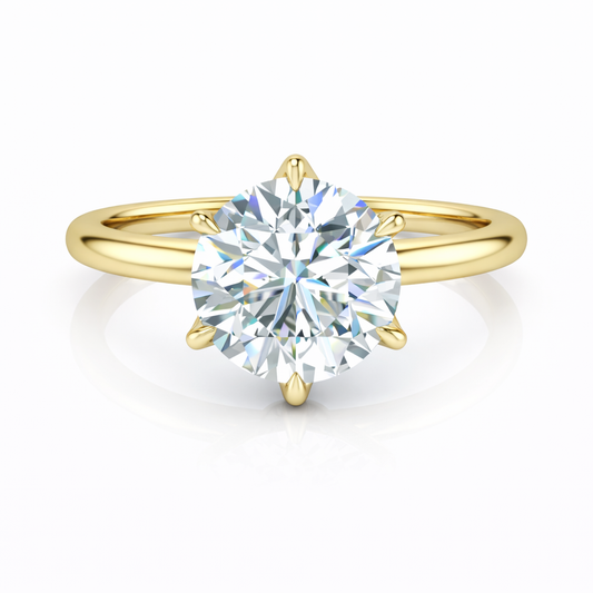 14K 6 Prong Round Tulip Solitaire Size 7.