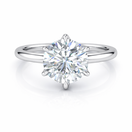 14K 6 Prong Round Tulip Solitaire Size 7.