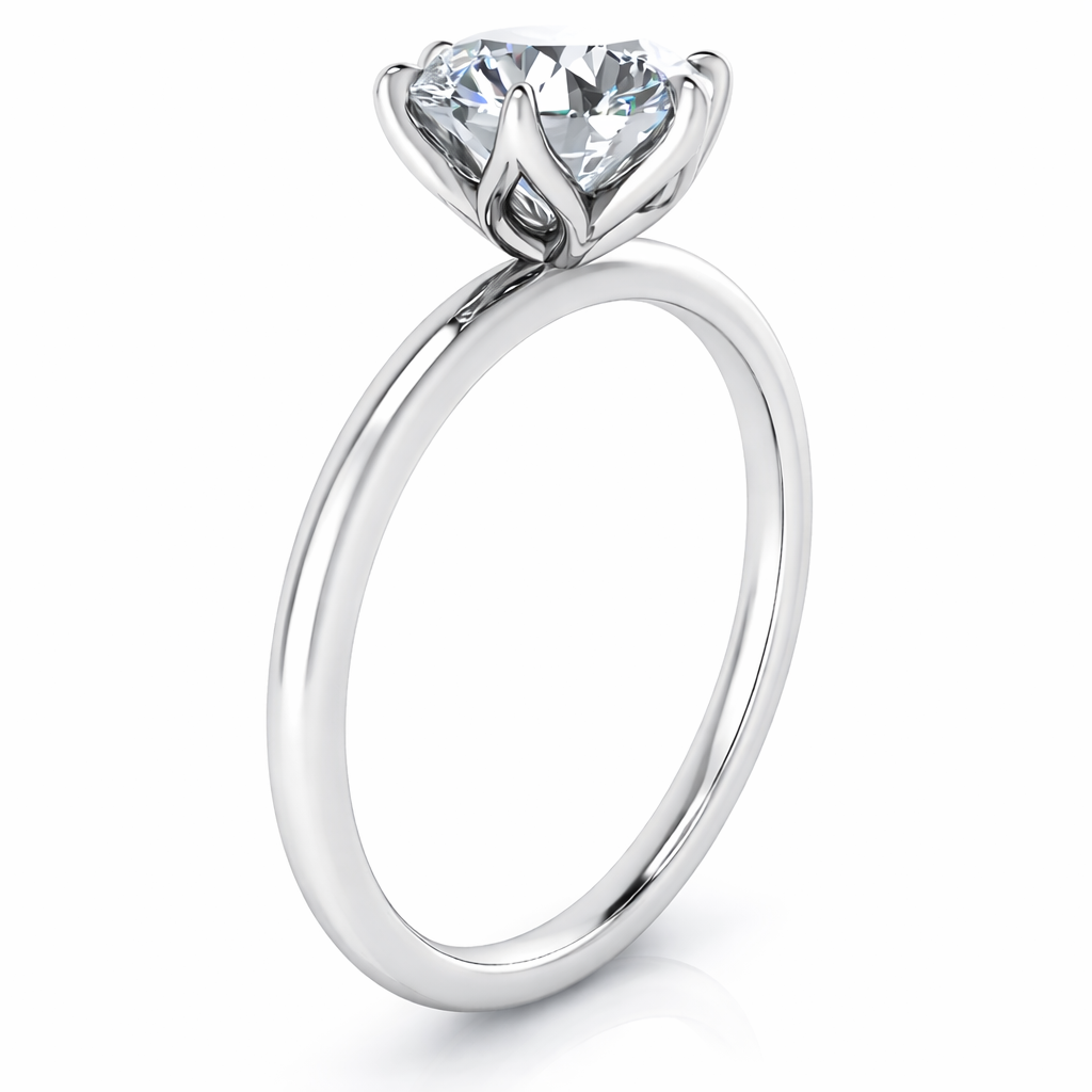 14K 6 Prong Round Tulip Solitaire Size 7.